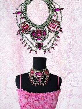Vintage Pink Crystal Necklace Princess Fairycore